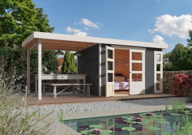 Dřevěný zahradní domek KERKO 4 s přístavkem 280 Dekorhome