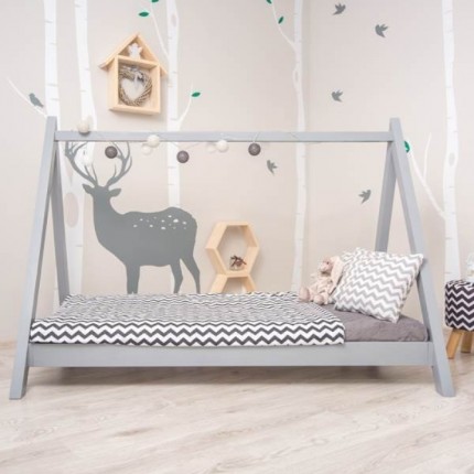 Dětská Montessori postel GROSI šedá