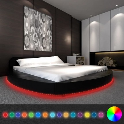 vidaXL Rám postele s LED světlem černý umělá kůže 180 x 200 cm