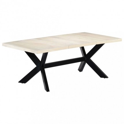 vidaXL Jídelní stůl bílý 200 x 100 x 75 cm masivní mangovníkové dřevo