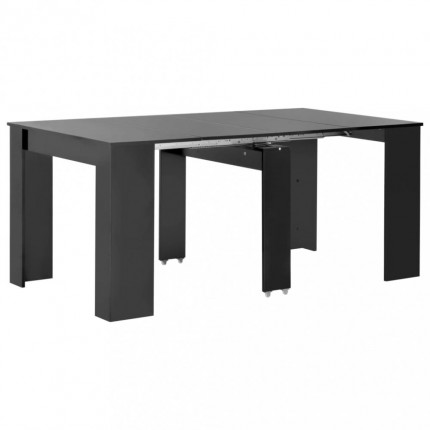 vidaXL Rozkládací jídelní stůl černý s vysokým leskem 175 x 90 x 75 cm