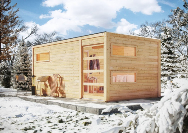Venkovní finská sauna s předsíní 508 x 276 cm Dekorhome