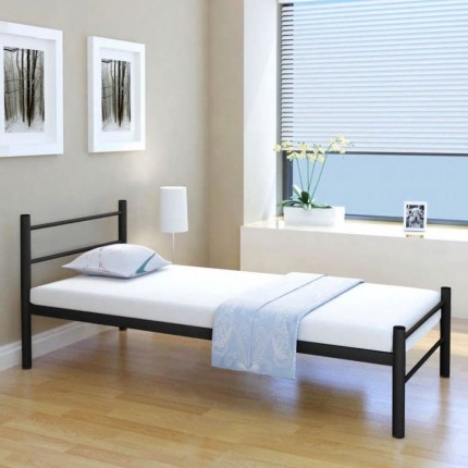 vidaXL Rám postele černý kovový 90 x 200 cm