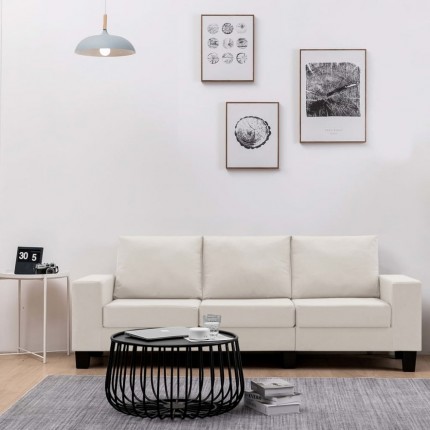 vidaXL 3místná pohovka krémová textil