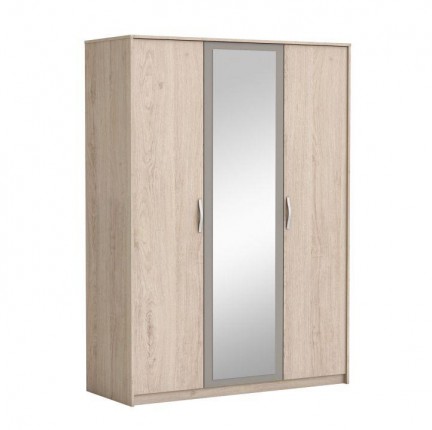 Šatní 3-dveřová skříň se zrcadlem GRAPHIC dub arizona / šedá