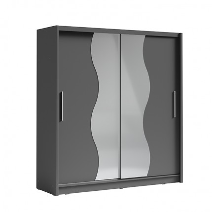 Šatní skříň s posuvnými dveřmi BIRGAMO TYP 1 tmavě šedá grafit