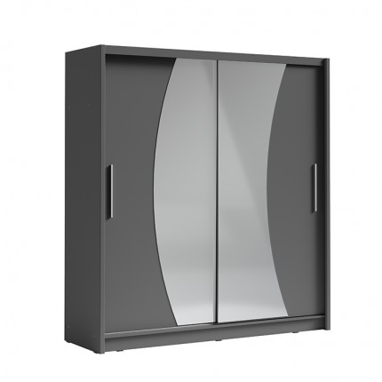 Šatní skříň s posuvnými dveřmi BIRGAMO TYP 2 tmavě šedá grafit