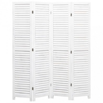 vidaXL 4dílný paraván bílý 140 x 165 cm dřevo