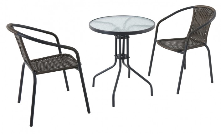 Creador Pikolo set kovový kruhový stůl se dvěma stohovatelnými židlemi