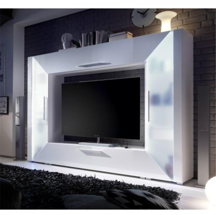 Luxusní obývací stěna ADGE bílá extra vysoký lesk