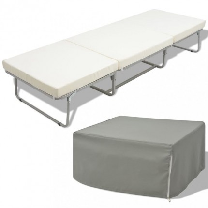 vidaXL Skládací postel s matrací bílá ocel 70 x 200 cm