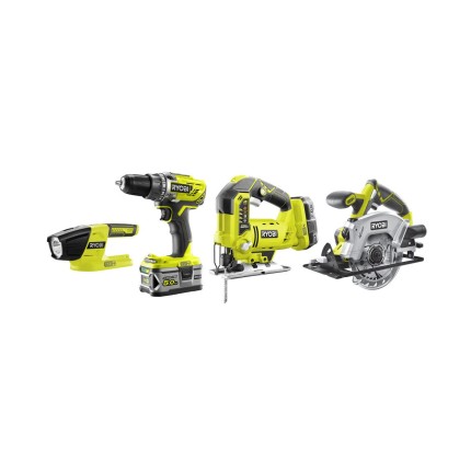 Ryobi R18CK4A-252S aku 18 V set (R18DD3 + RWSL1801 + R18JS + R18T + 1 x 5,0 Ah + 1 x 2 Ah baterie +