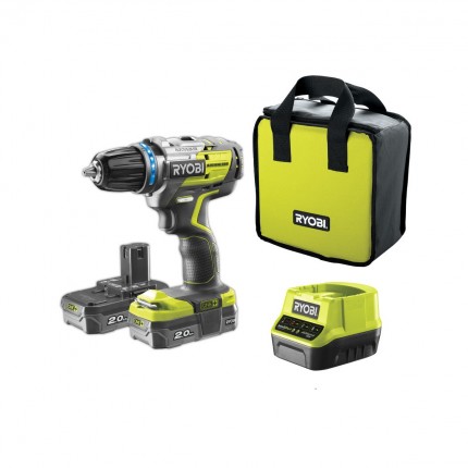 Ryobi R18DDBL-220S aku 18V bezkomutátorový vrtací šroubovák + 2x 2,0 Ah baterie + nabíječka ONE+