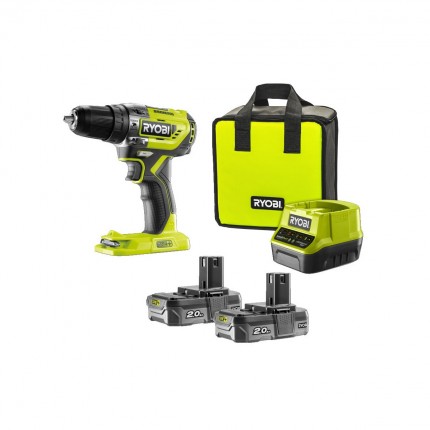 Ryobi R18PD5-220S aku 18 V bezuhlíková příklepová vrtačka + 2x 2Ah baterie + nabíječka ONE+