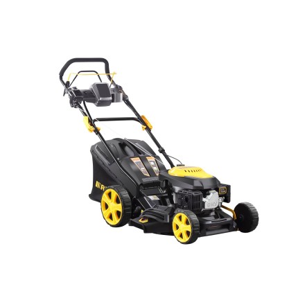 Riwall PRO RPM 4735 E multifunkční travní sekačka 4 v 1 s benzinovým motorem, pojezdem a elektrostar