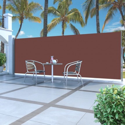 Zatahovací boční markýza / zástěna 180 x 500 cm hnědá
