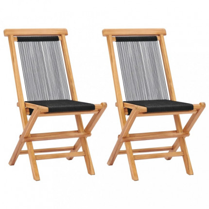 Skládací zahradní židle 2 ks teakové dřevo / provázky Dekorhome