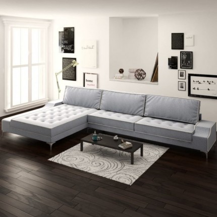 vidaXL Rohová sedačka, textil, krémově šedá, XXL, 326x163x83 cm