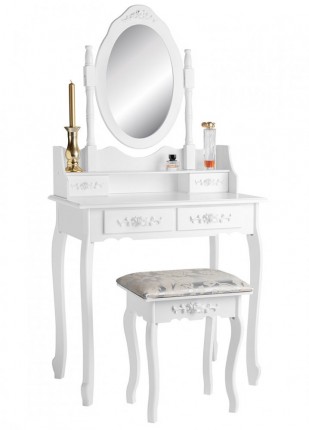 Toaletní stolek s taburetem bílá