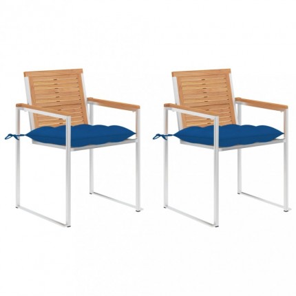 Zahradní židle 2 ks teak / látka Dekorhome