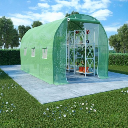 vidaXL Skleník s ocelovou konstrukcí 6,86 m² 3,43 x 2 x 2 m
