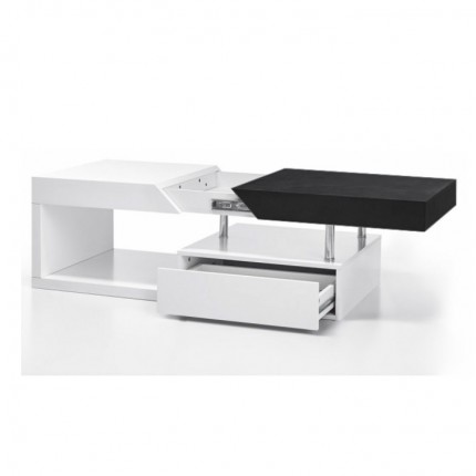 Konferenční stolek MELIDA bílý lesk / černé dřevo