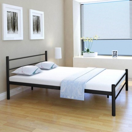 vidaXL Rám postele černý kovový 140 x 200 cm