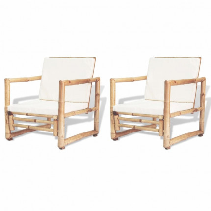 Zahradní židle 2 ks bambus / bílá