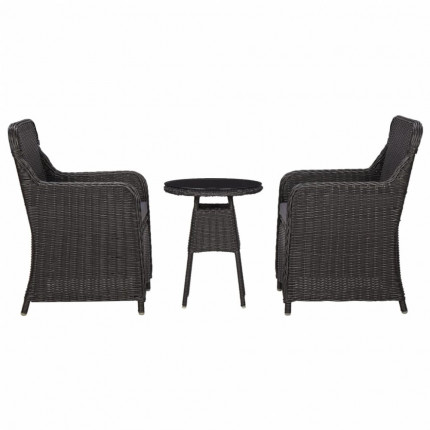 Zahradní bistro set 3 ks černá / šedá Dekorhome