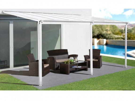 Hliníková pergola 4,95 x 3 m bílá / polykarbonát Dekorhome