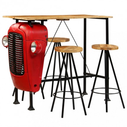 vidaXL Barový set 5 kusů z masivního mangovníku 120 x 60 x 107 cm