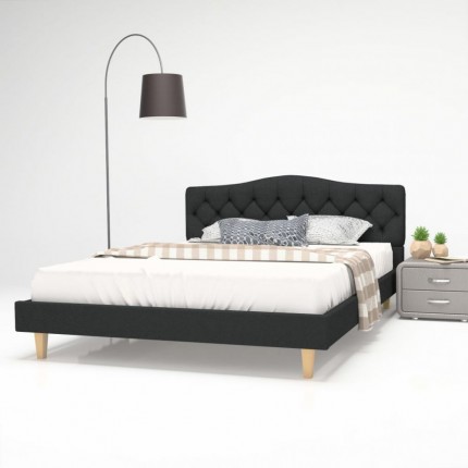 vidaXL Postel s matrací z paměťové pěny tmavě šedá textil 140x200 cm