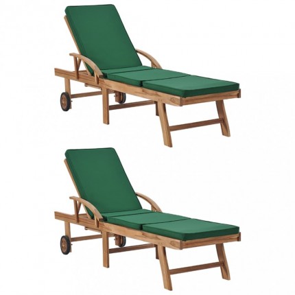 Zahradní lehátko 2 ks masivní teak / látka Dekorhome