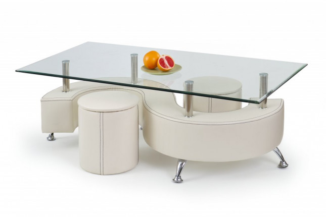 Konferenční stůl NINA 3 H bílá s taburety