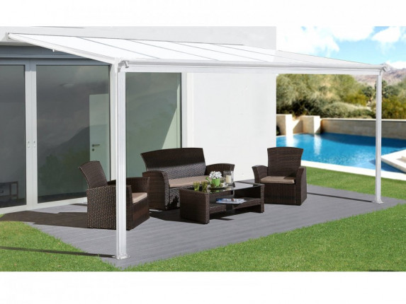 Hliníková pergola 3,12 x 3 m bílá / polykarbonát Dekorhome