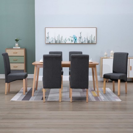 vidaXL Jídelní židle 6 ks šedé textil