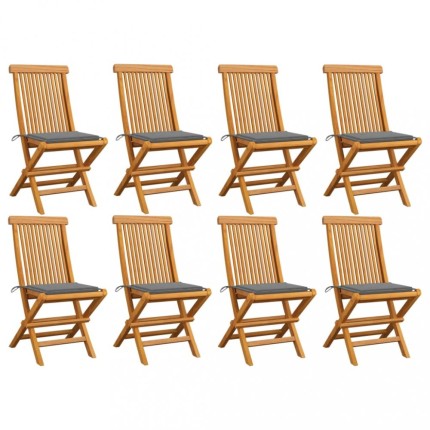 Skládací zahradní židle s poduškami 8 ks teak / látka Dekorhome
