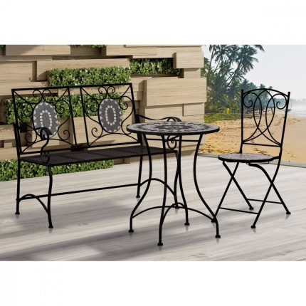 Zahradní bistro stolek JF2233 černá / mozaika