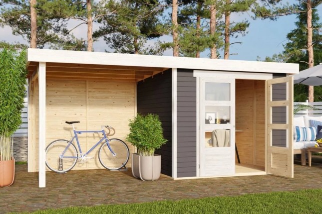 Dřevěný zahradní domek ASKOLA 3 s přístavkem 240 Dekorhome