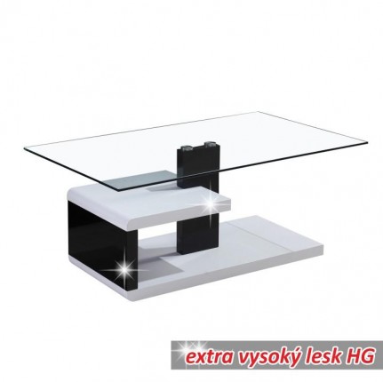 Konferenční stolek LARS NEW sklo / bílá / černá