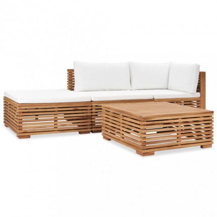 vidaXL 4dílná zahradní sedací souprava s poduškami masivní teak