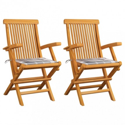 Zahradní židle 2 ks teak / látka Dekorhome
