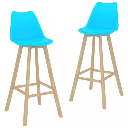 Barové židle 2 ks modrá / buk Dekorhome