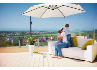 Závěsný slunečník s LED světlem Ø 330 cm Dekorhome