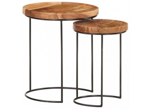 Odkládací stolek 2 ks dřevo / kov Dekorhome