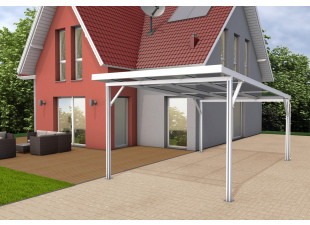 Carport Premium PC bílá / čirá, bílé pruhy 3,094 x 5,62 m