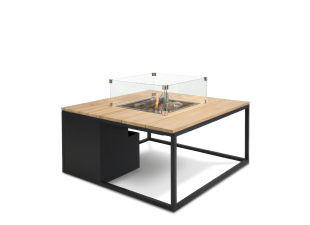 Stůl s plynovým ohništěm COSI- typ Cosiloft 100 černý rám / deska teak