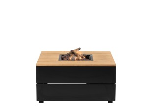 Stůl s plynovým ohništěm COSI- typ Cosipure 100 černý rám / deska teak