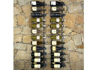 Nástěnný stojan na víno na 48 lahví 2 ks černá Dekorhome
