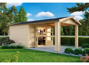 Dřevěný zahradní domek THERES 3 s přístavkem Dekorhome